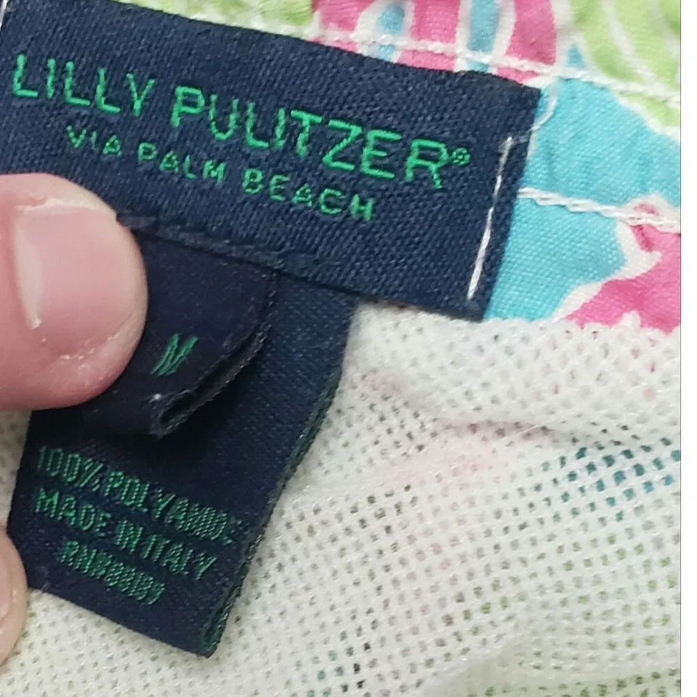 Lilly Pulitzer men's vintage swim shorts sz medium pastel fish, coral lining